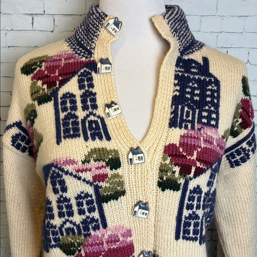 Vintage Hand Knitted South Wool 100% Virgin Wool Graphic Homestead Sweater Sz S - Picture 12 of 16